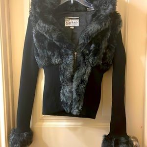 Black Fur Long Sleeve Shirt/Jacket